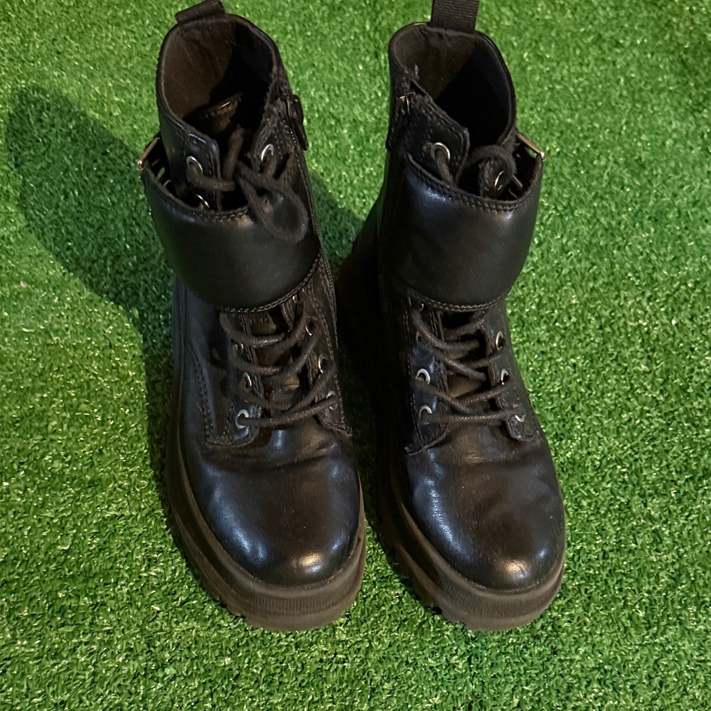 Zara Black Lace-Up Girls Boots
